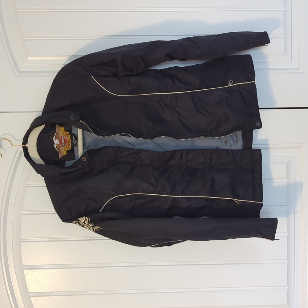 Harley Davidson Women's black canvas motorcycle jacket
